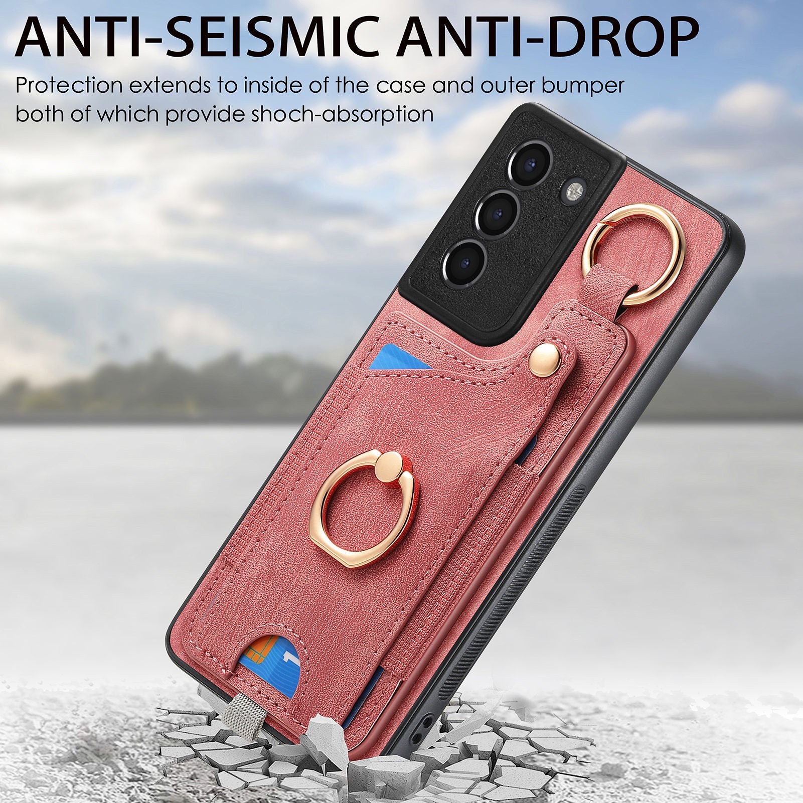 For Samsung Galaxy S21 5G / S21 4G Shockproof Case Card Slot TPU Phone Case with Kickstand