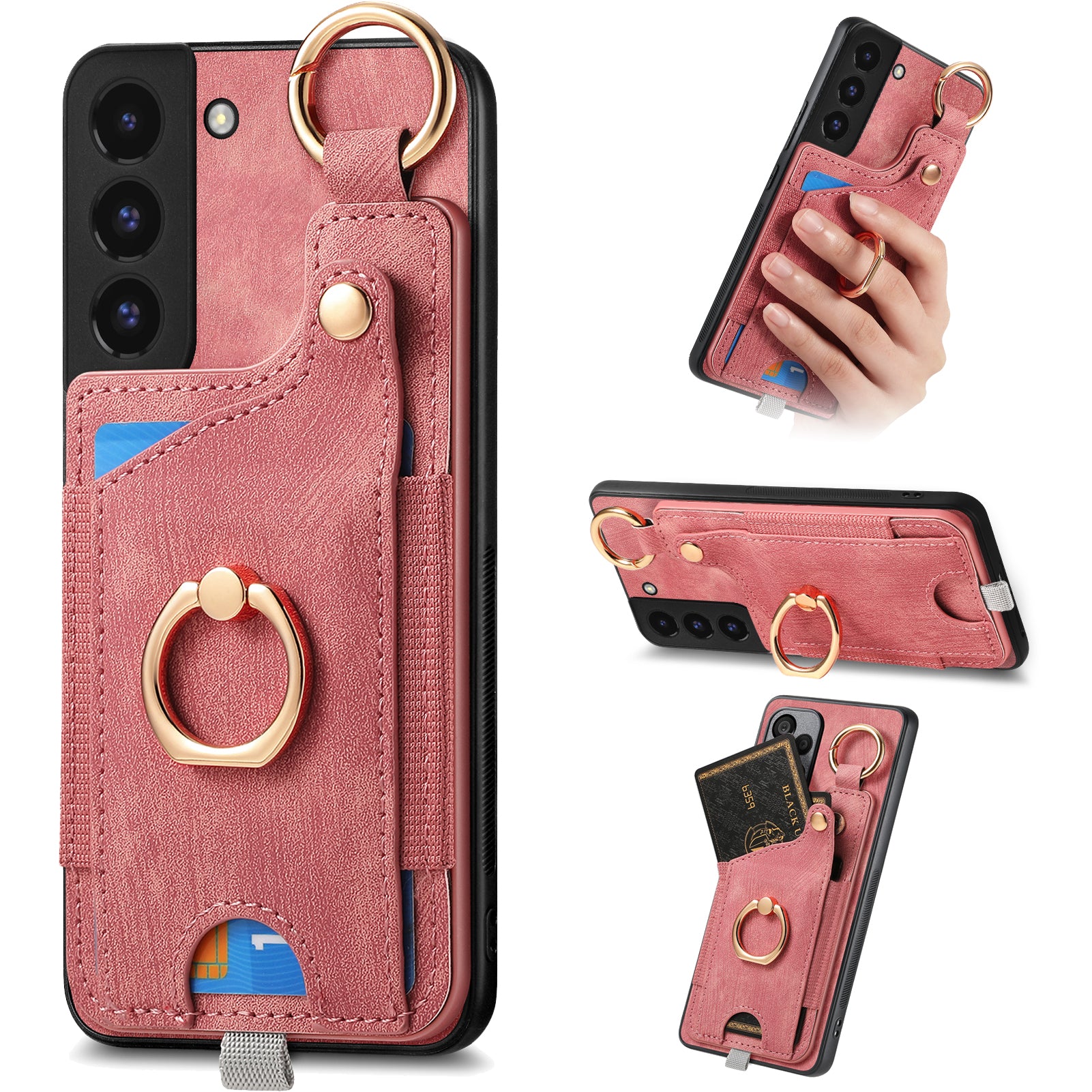 For Samsung Galaxy S22 5G Case Card Holder PU Leather+TPU Phone Shell