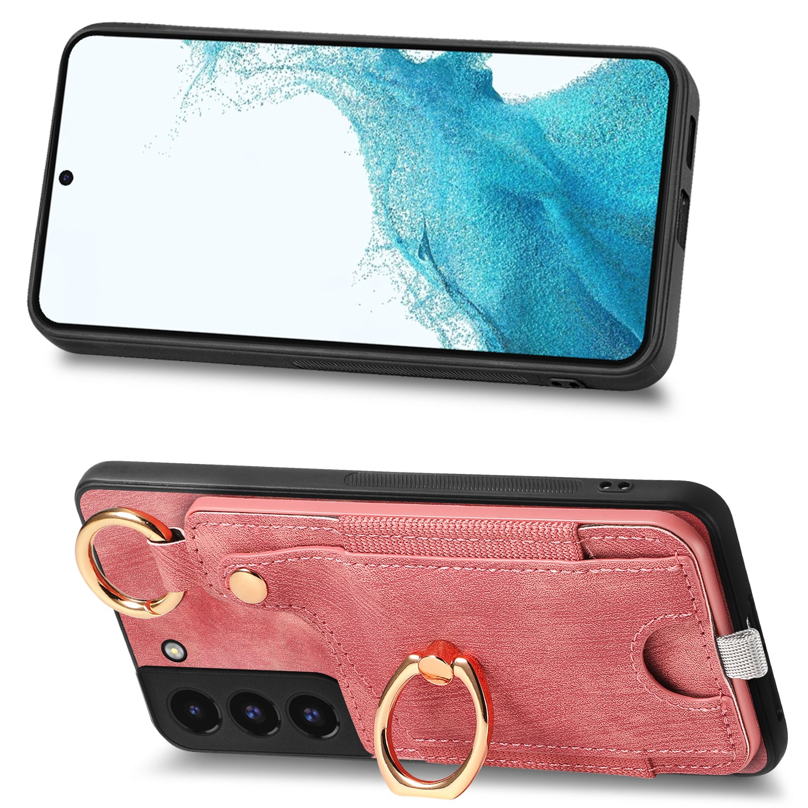 For Samsung Galaxy S22 5G Case Card Holder PU Leather+TPU Phone Shell