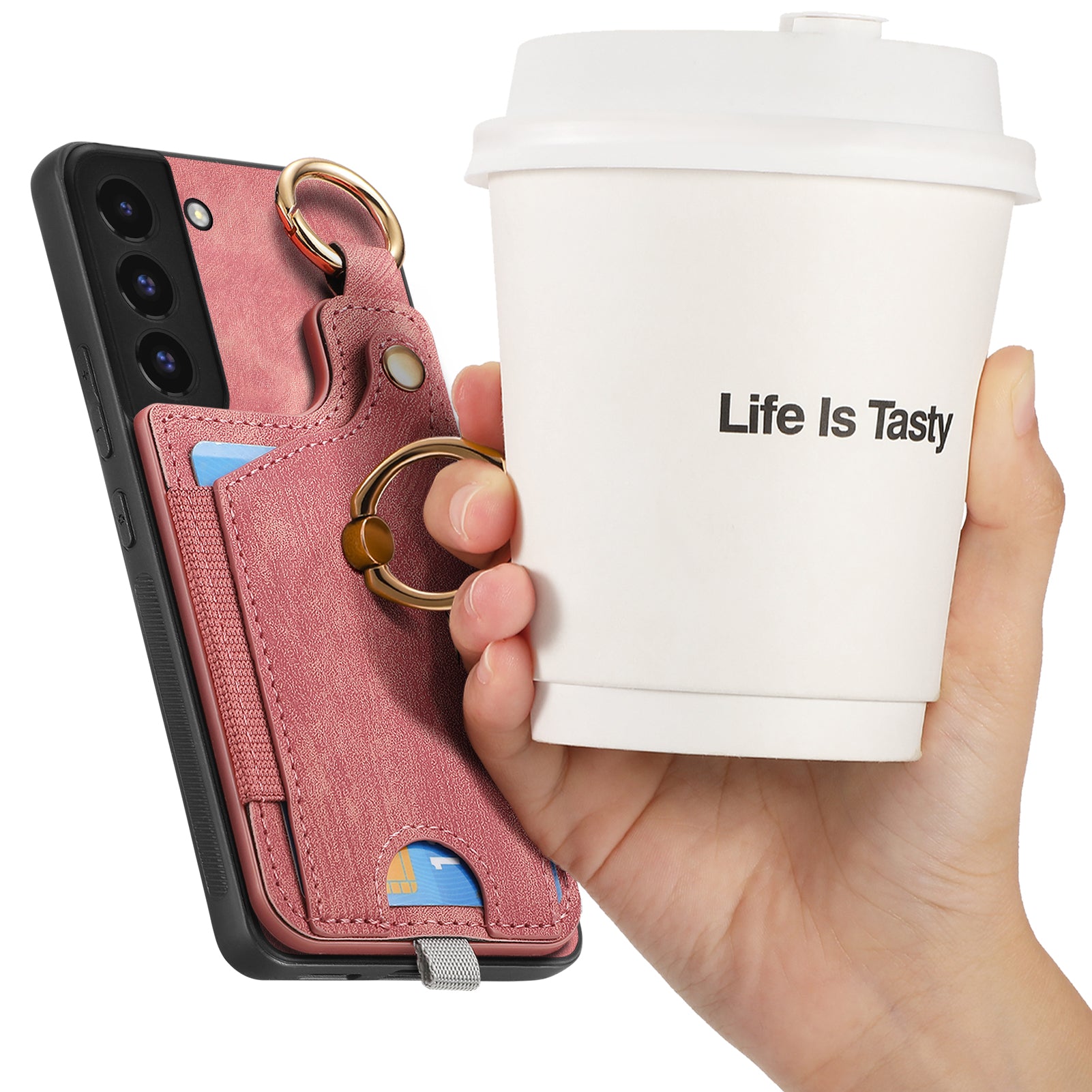 For Samsung Galaxy S22 5G Case Card Holder PU Leather+TPU Phone Shell