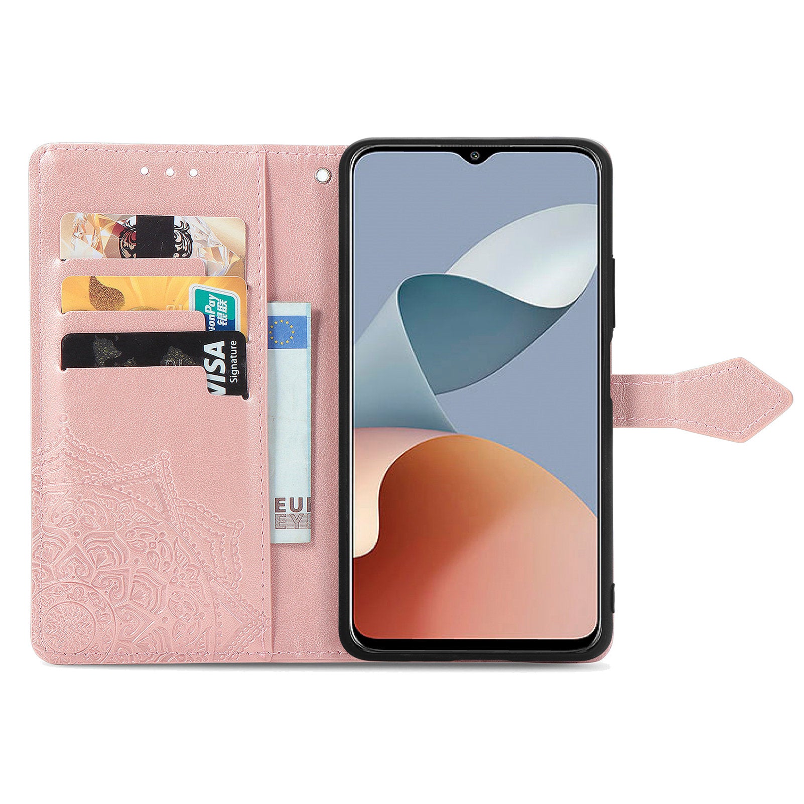 For ZTE Blade A73 Case PU Leather Embossed Phone Wallet Cover with Card Slots