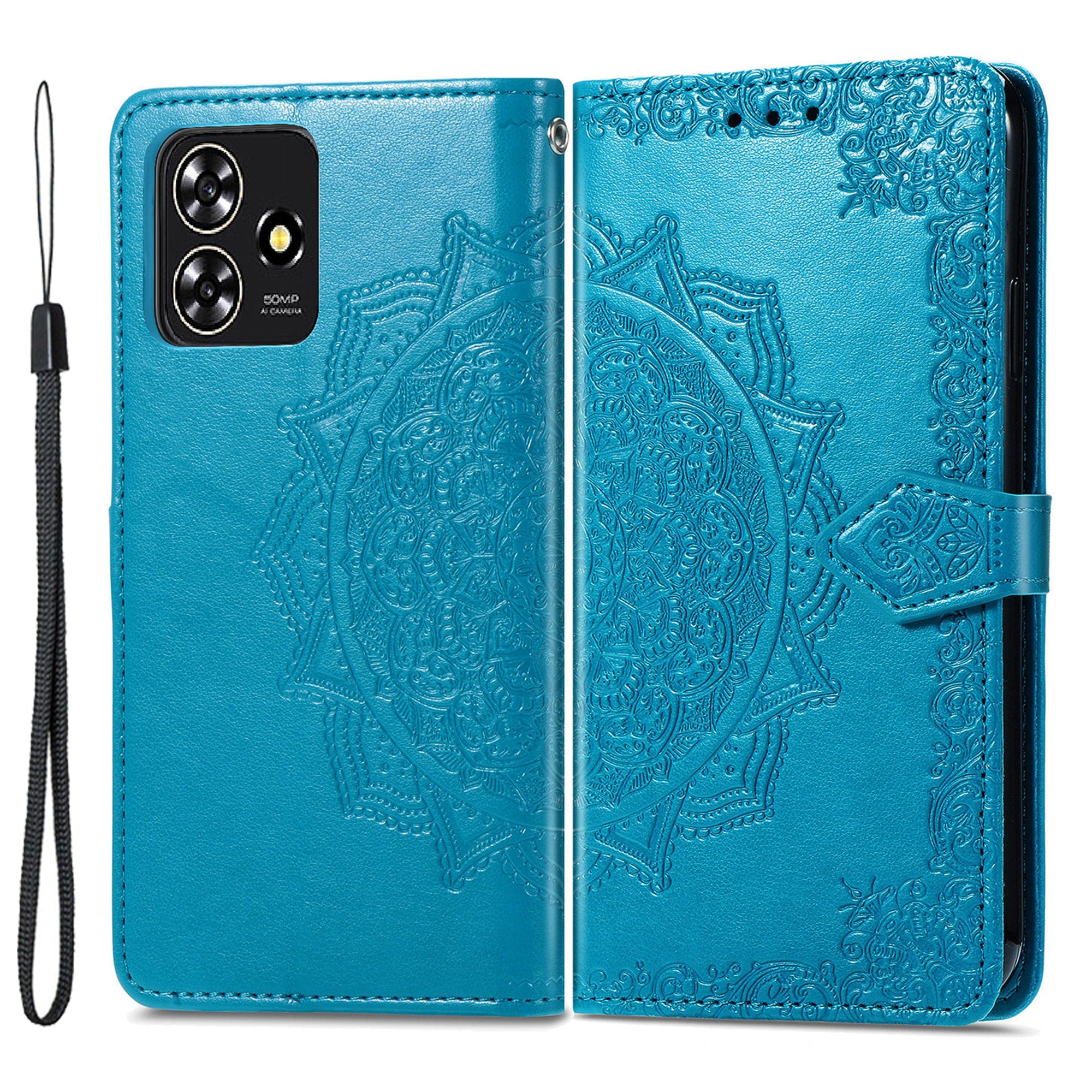 For ZTE Blade A73 Case PU Leather Embossed Phone Wallet Cover with Card Slots