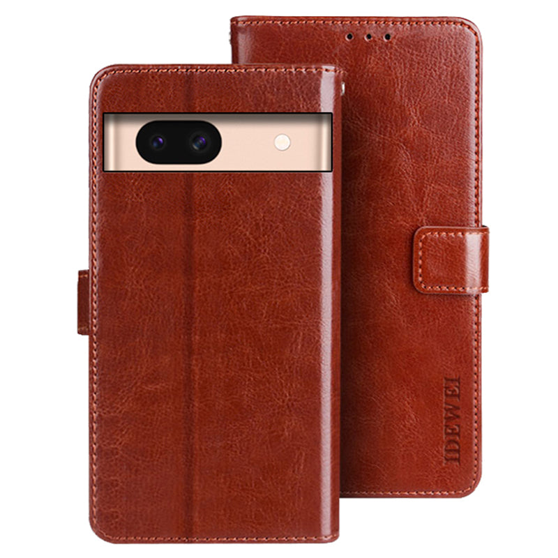 IDEWEI For Google Pixel 8a Case Crazy Horse PU Leather Card Holder Stand Phone Cover