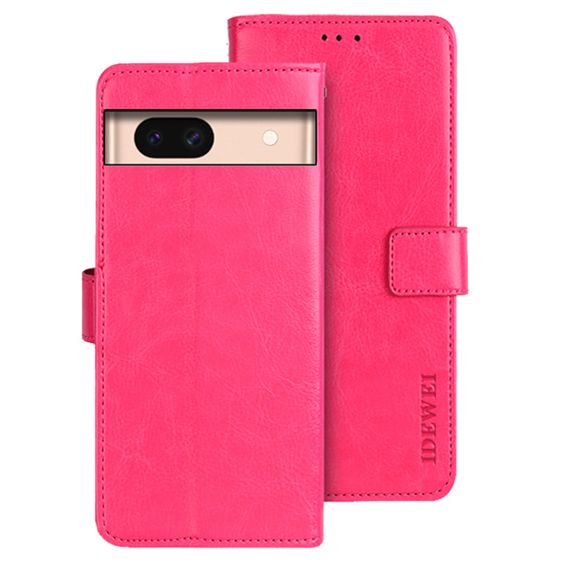 IDEWEI For Google Pixel 8a Case Crazy Horse PU Leather Card Holder Stand Phone Cover