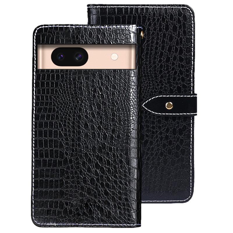 IDEWEI For Google Pixel 8a Case PU Leather Anti Drop Crocodile Texture Flip Wallet Phone Cover