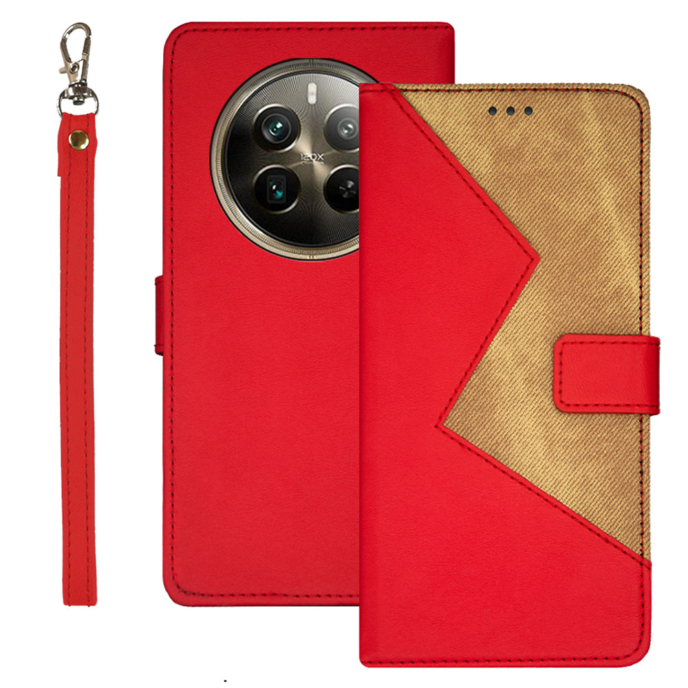 IDEWEI For Realme 12 Pro 5G / 12 Pro+ 5G Case Splicing Color Card Holder PU Leather Stand Phone Cover