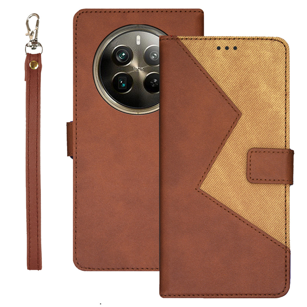 IDEWEI For Realme 12 Pro 5G / 12 Pro+ 5G Case Splicing Color Card Holder PU Leather Stand Phone Cover