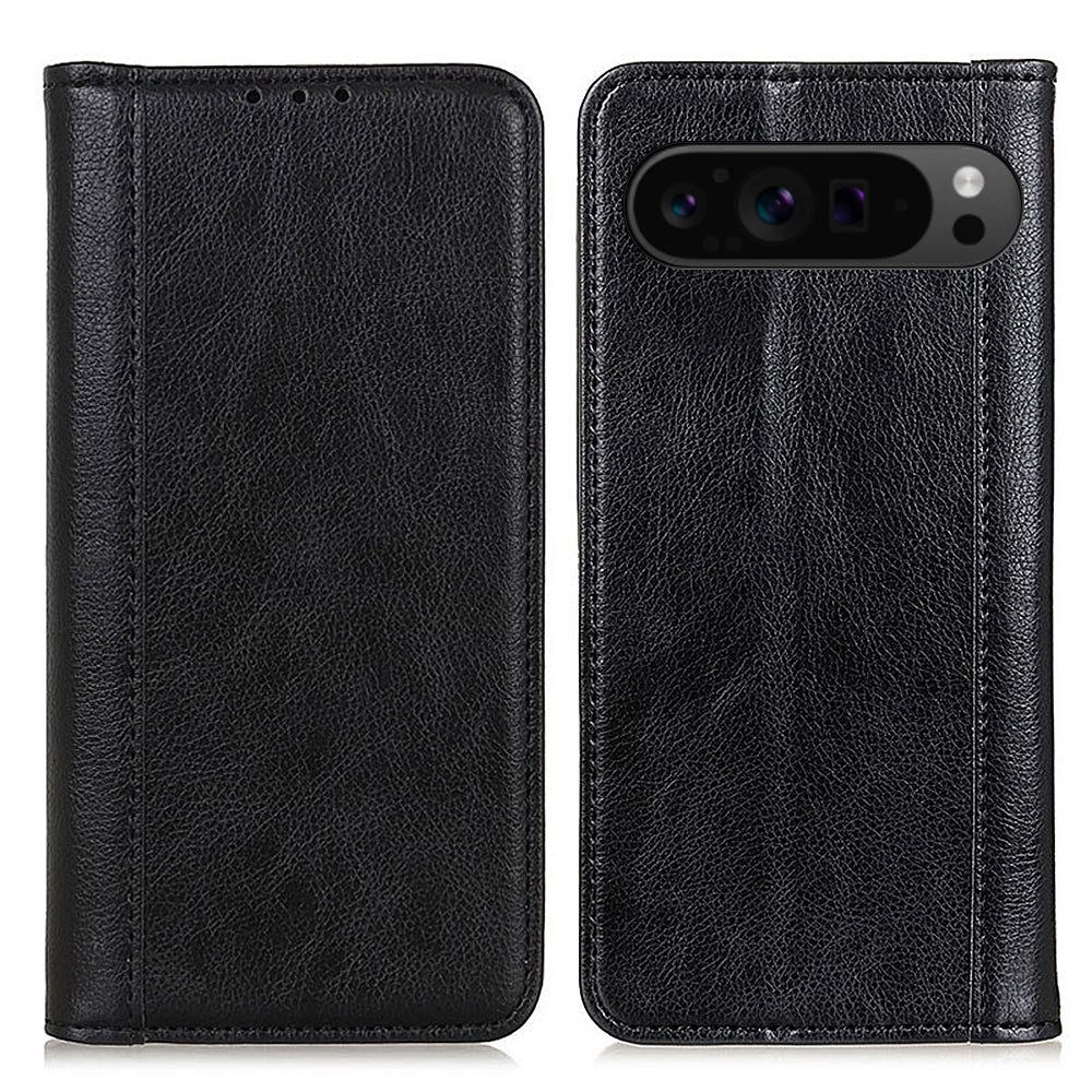 For Google Pixel 9 Pro Case Anti-scratch Litchi Texture Split Leather Wallet Stand Phone Cover