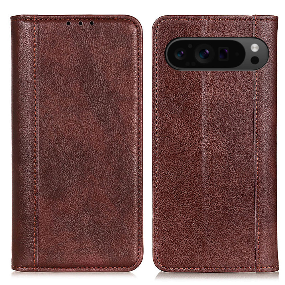 For Google Pixel 9 Pro Case Anti-scratch Litchi Texture Split Leather Wallet Stand Phone Cover