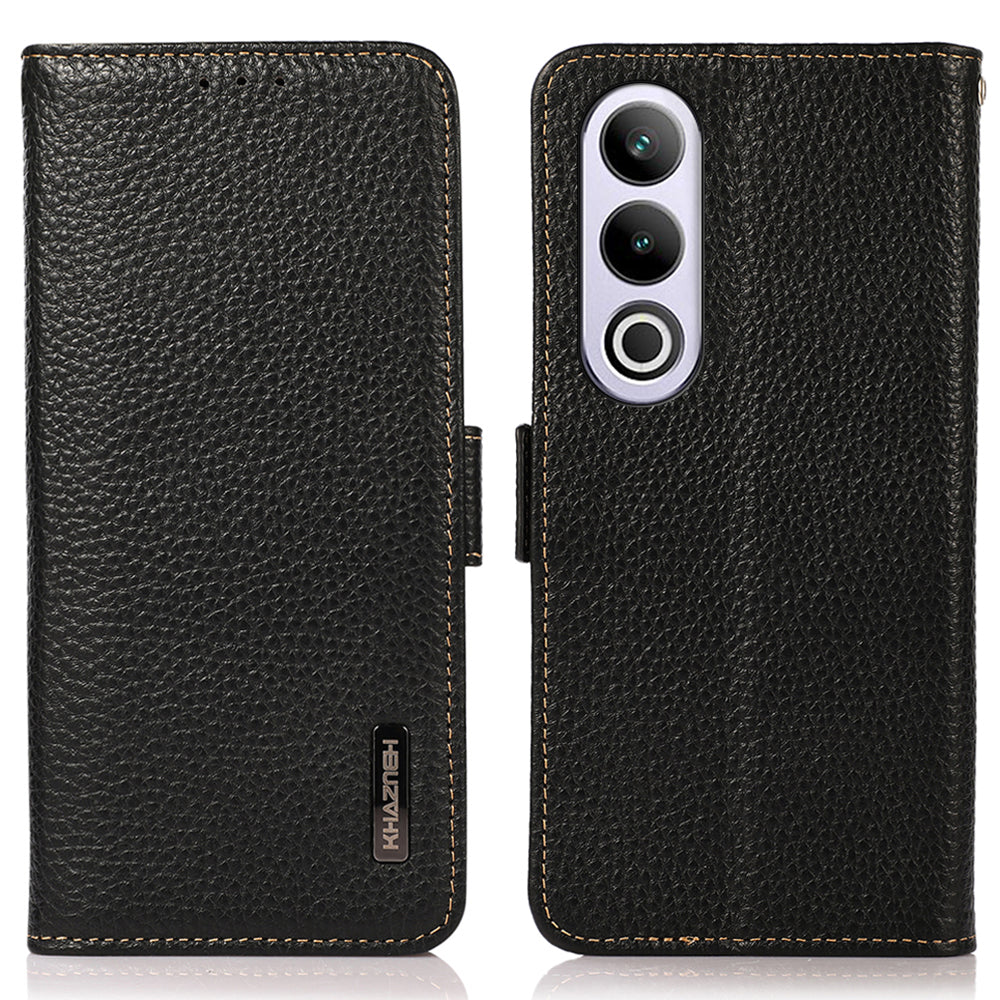 KHAZNEH For OnePlus Nord CE4 5G / Ace 3V 5G RFID Blocking Case Genuine Cow Leather Phone Cover
