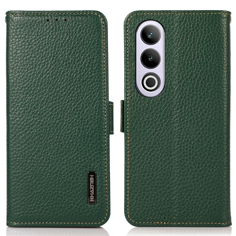 KHAZNEH For OnePlus Nord CE4 5G / Ace 3V 5G RFID Blocking Case Genuine Cow Leather Phone Cover