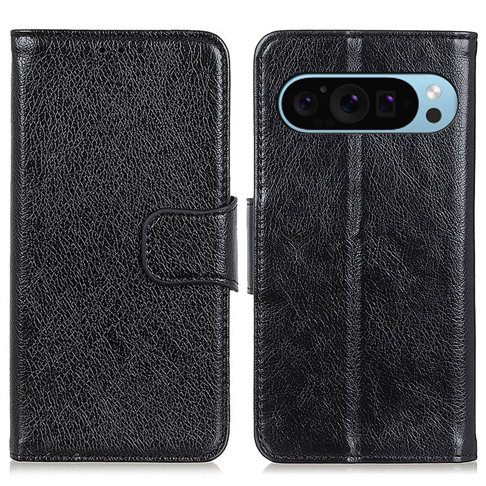 For Google Pixel 9 Phone Case Wallet Stand Split Leather Nappa Texture Shockproof Cover