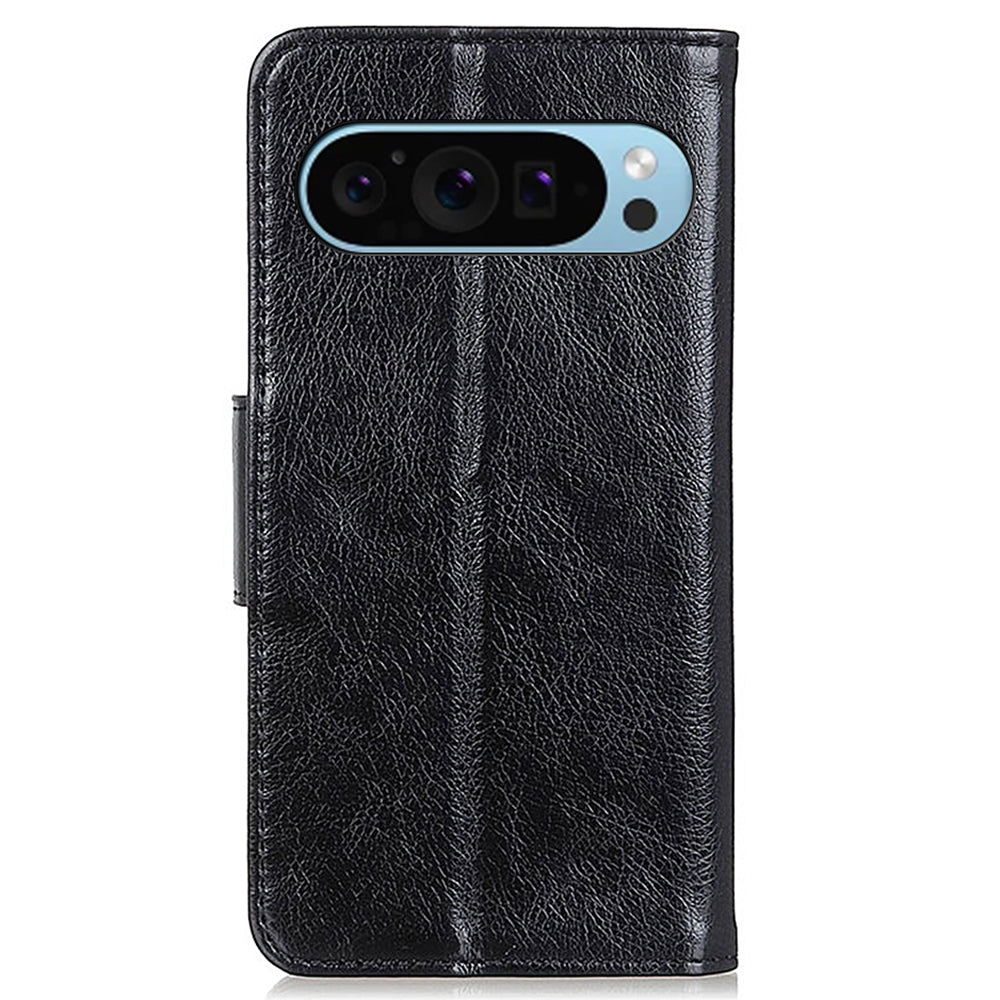 For Google Pixel 9 Phone Case Wallet Stand Split Leather Nappa Texture Shockproof Cover