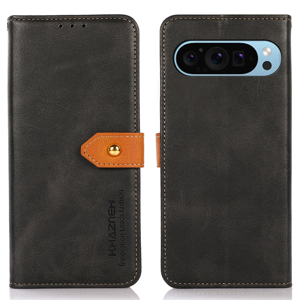 KHAZNEH For Google Pixel 9 Magnetic Flip PU Leather Case Cell Phone Stand Cover