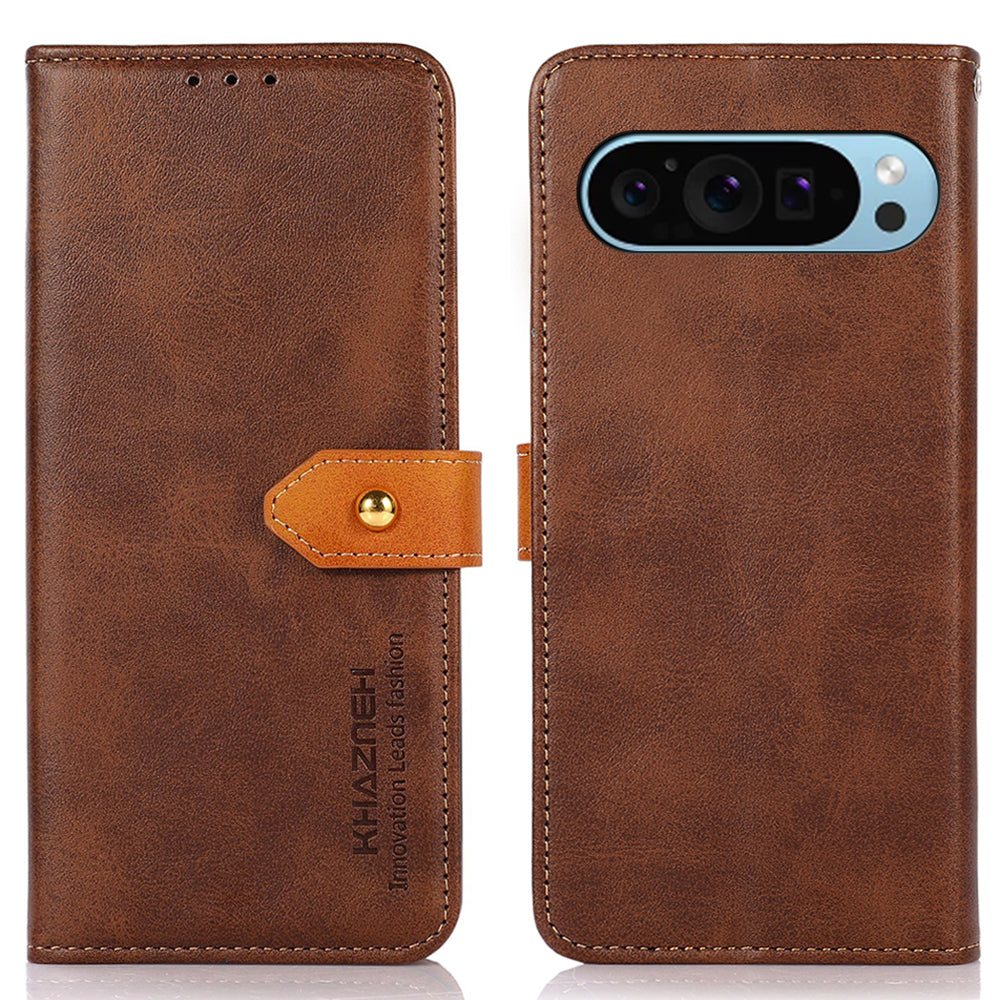 KHAZNEH For Google Pixel 9 Magnetic Flip PU Leather Case Cell Phone Stand Cover