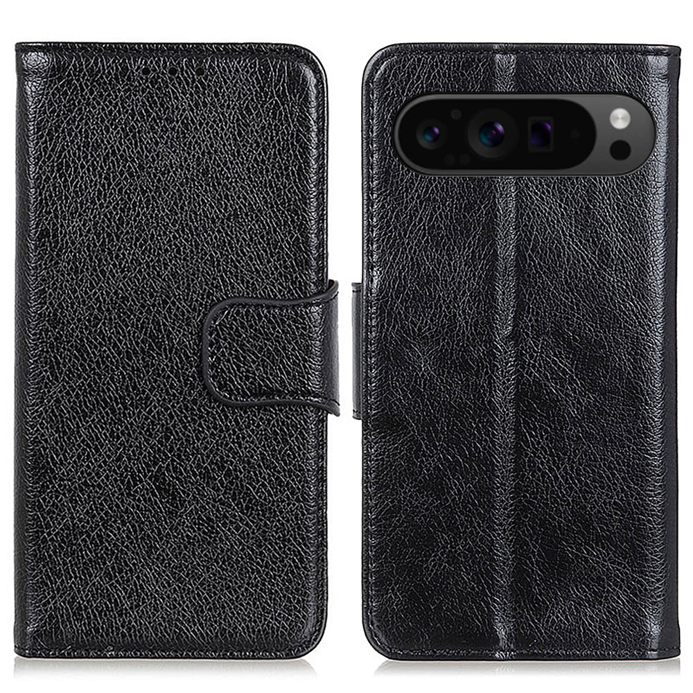 For Google Pixel 9 Pro Case Card Slot Stand Split Leather Nappa Texture Phone Cover