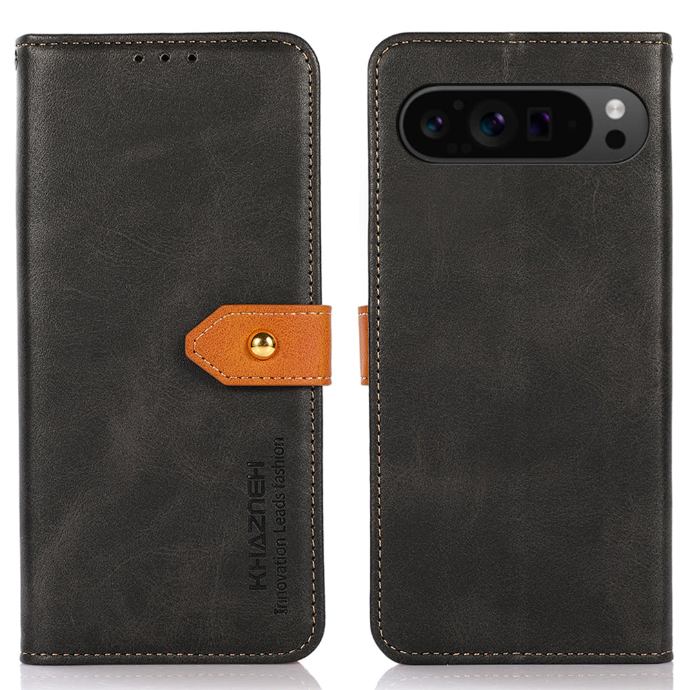 KHAZNEH For Google Pixel 9 Pro Case Magnetic Flip PU Leather Stand Phone Cover