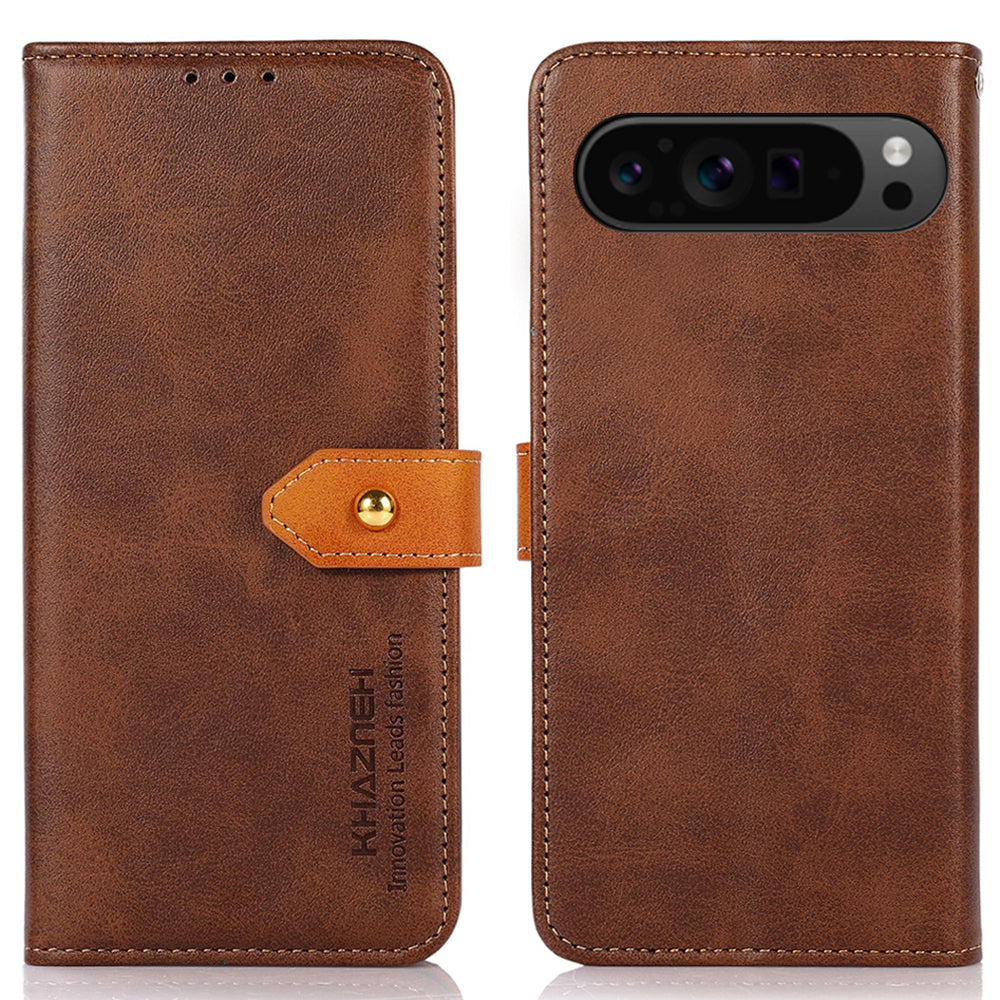 KHAZNEH For Google Pixel 9 Pro Case Magnetic Flip PU Leather Stand Phone Cover