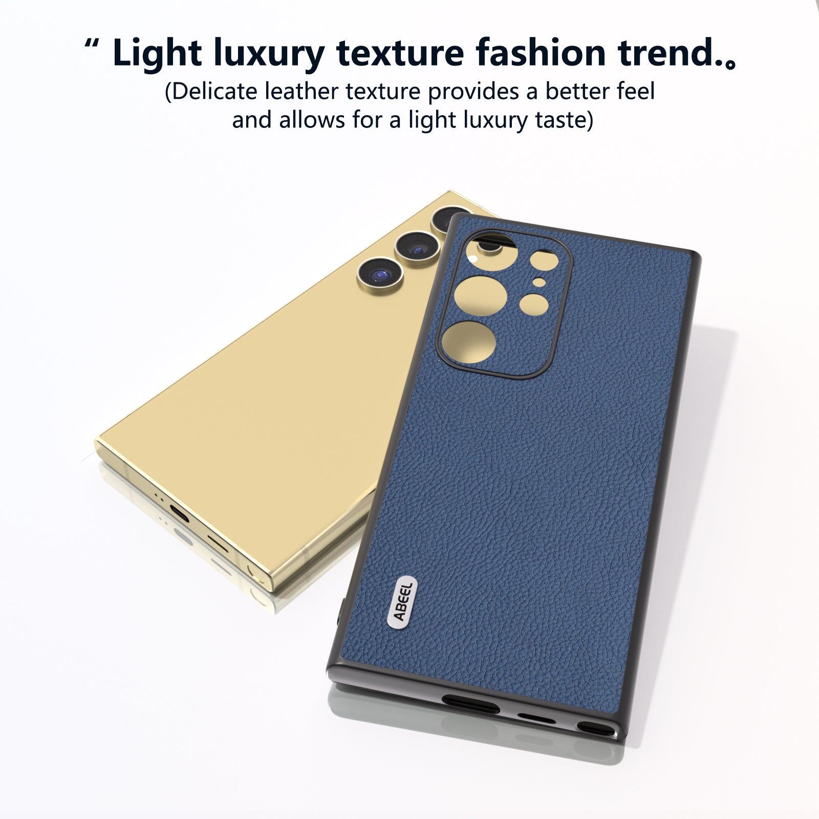 ABEEL For Samsung Galaxy S24 Ultra Case Cowhide Leather Soft TPU Hard PC Hybrid Phone Cover