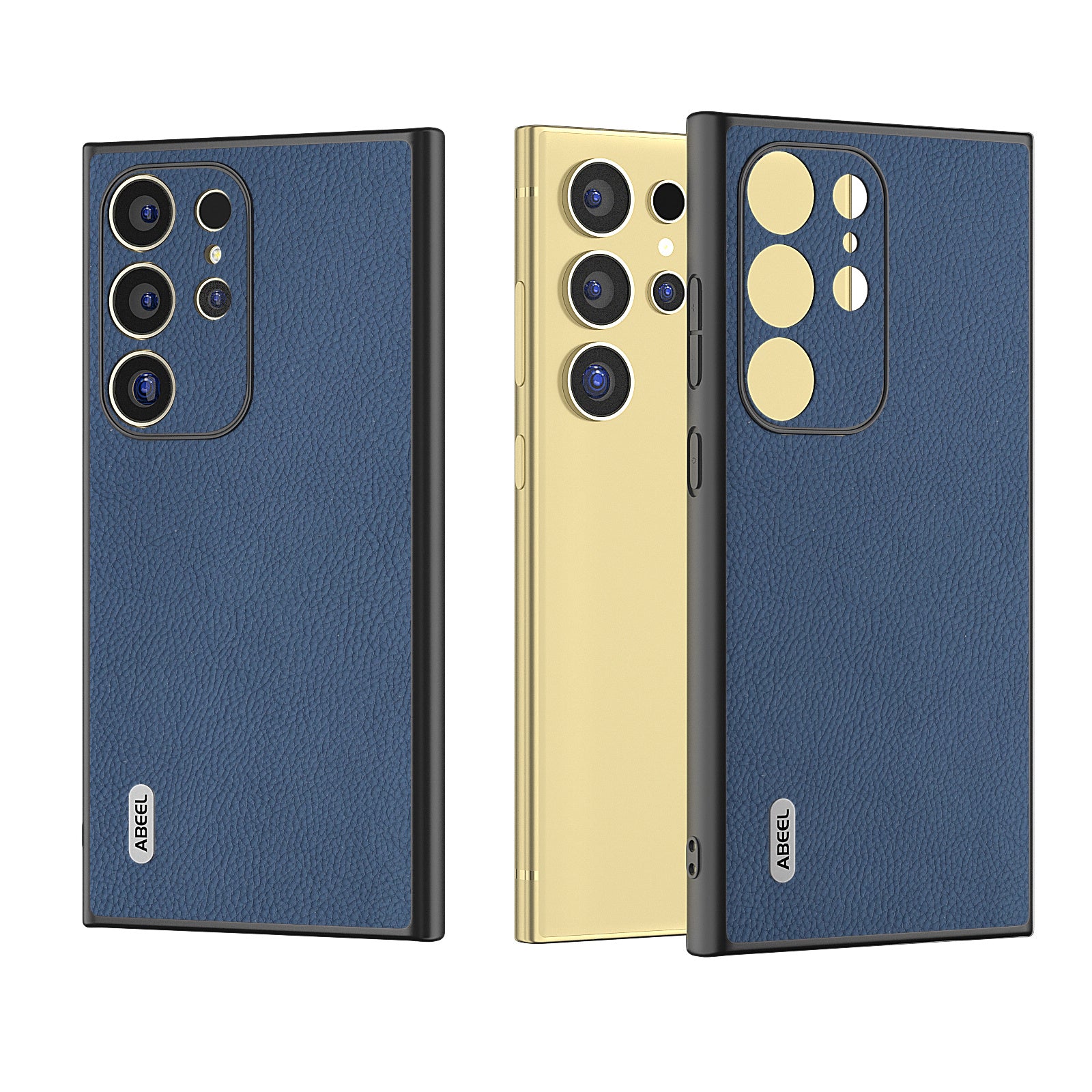 ABEEL For Samsung Galaxy S24 Ultra Case Cowhide Leather Soft TPU Hard PC Hybrid Phone Cover