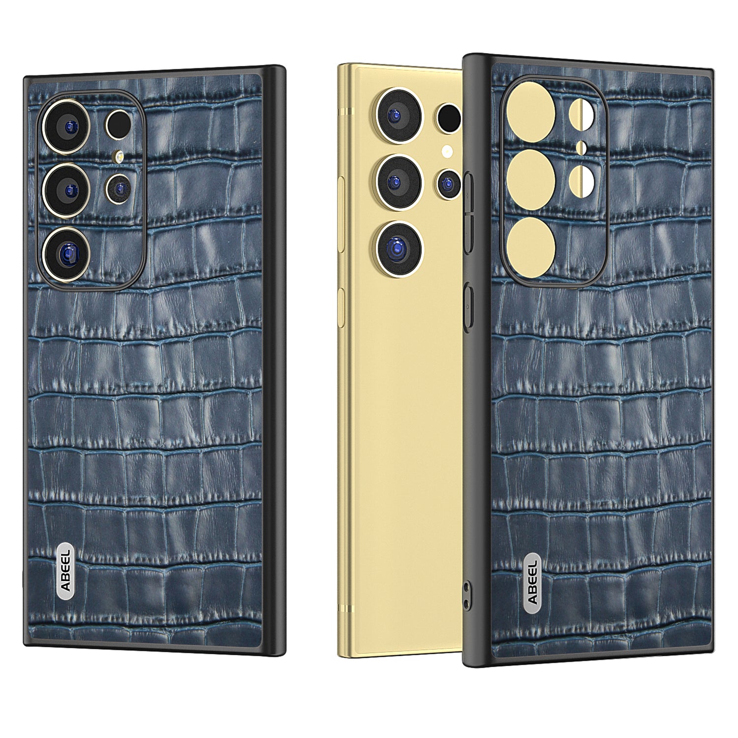 ABEEL For Samsung Galaxy S24 Ultra Case Genuine Cow Leather Crocodile Texture Cell Phone Cover