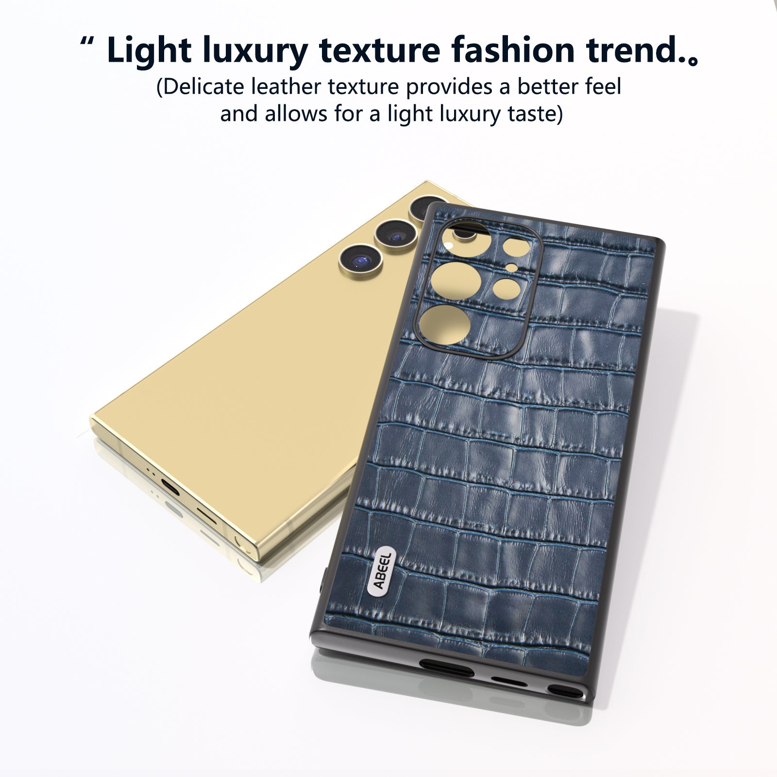 ABEEL For Samsung Galaxy S24 Ultra Case Genuine Cow Leather Crocodile Texture Cell Phone Cover