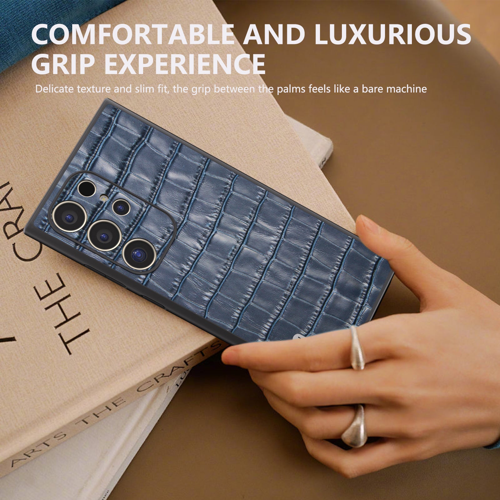 ABEEL For Samsung Galaxy S24 Ultra Case Genuine Cow Leather Crocodile Texture Cell Phone Cover