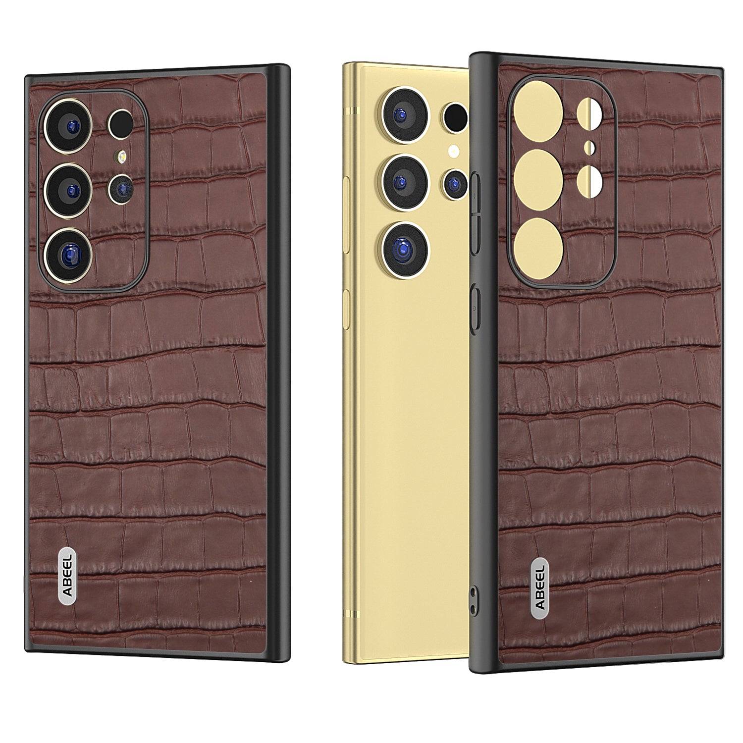 ABEEL For Samsung Galaxy S24 Ultra Case Genuine Cow Leather Crocodile Texture Cell Phone Cover