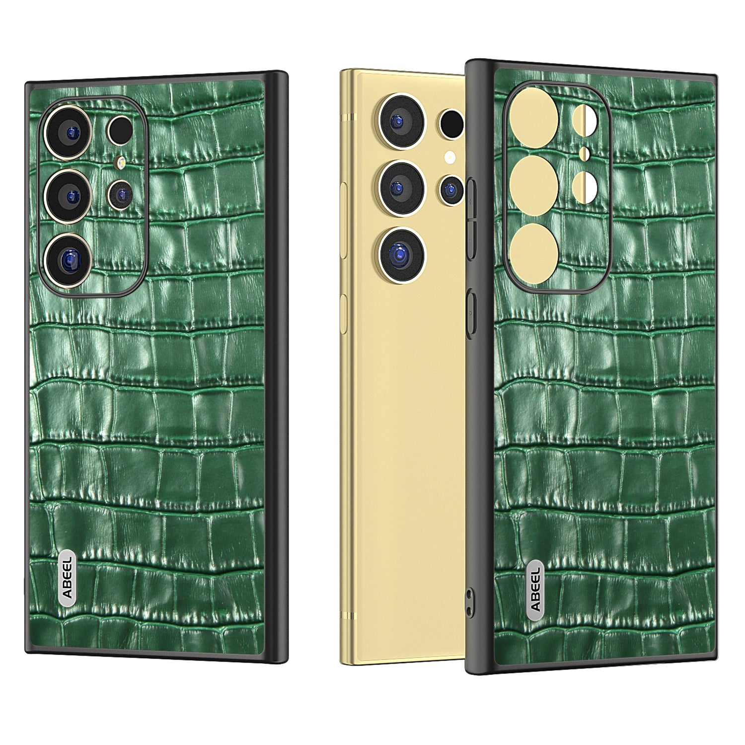 ABEEL For Samsung Galaxy S24 Ultra Case Genuine Cow Leather Crocodile Texture Cell Phone Cover