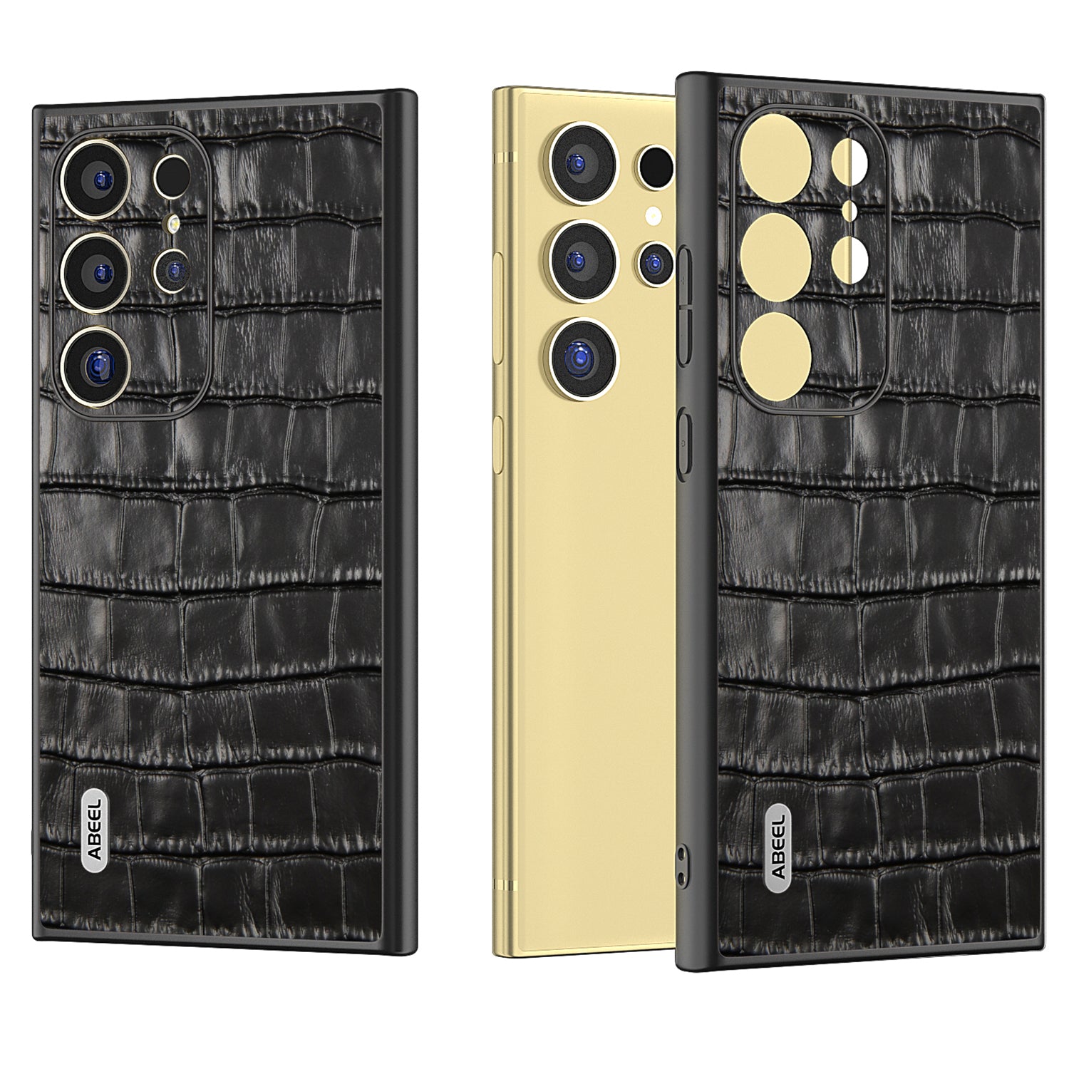 ABEEL For Samsung Galaxy S24 Ultra Case Genuine Cow Leather Crocodile Texture Cell Phone Cover