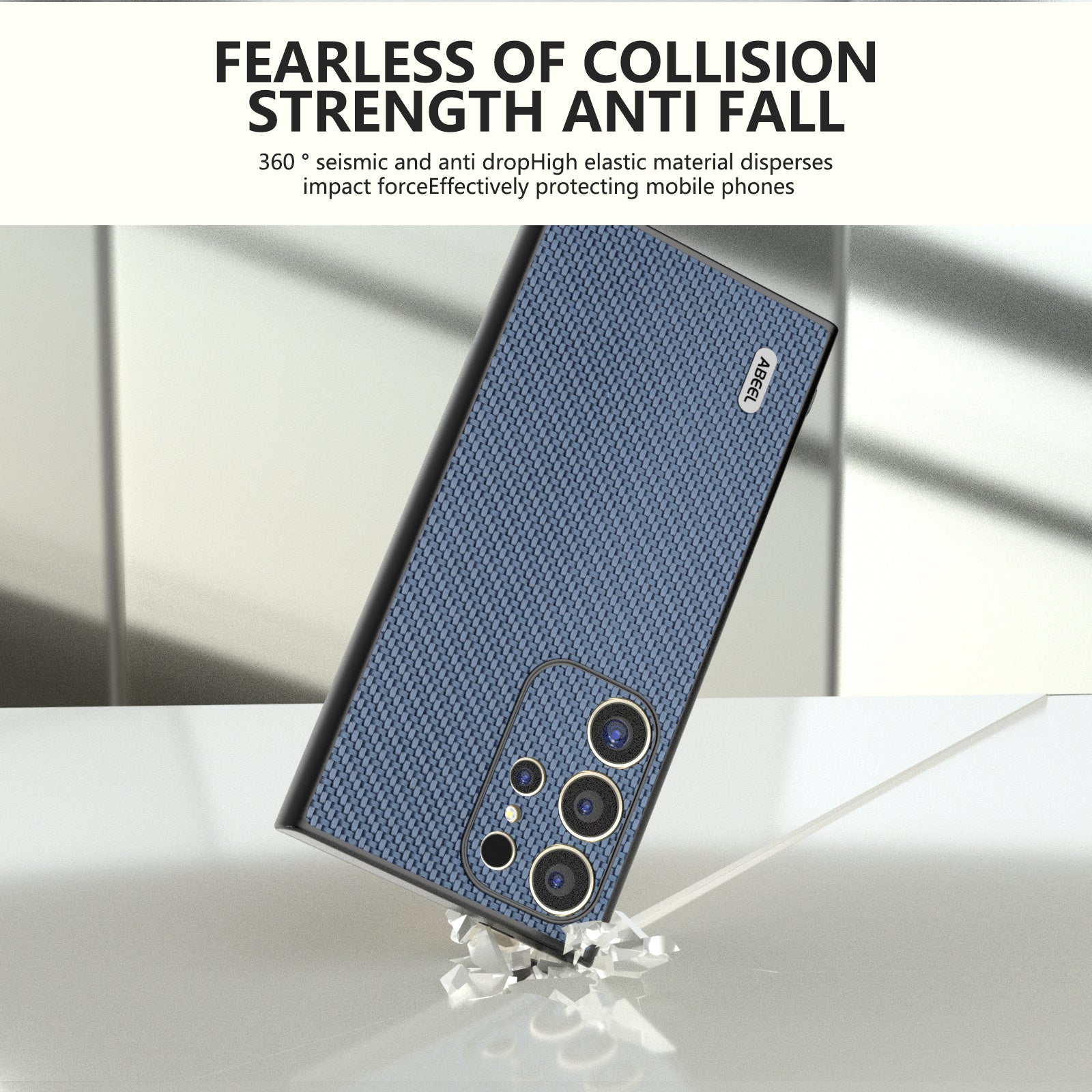 ABEEL For Samsung Galaxy S24 Ultra Case Carbon Fiber Texture PU Leather+PC+TPU Cell Phone Cover
