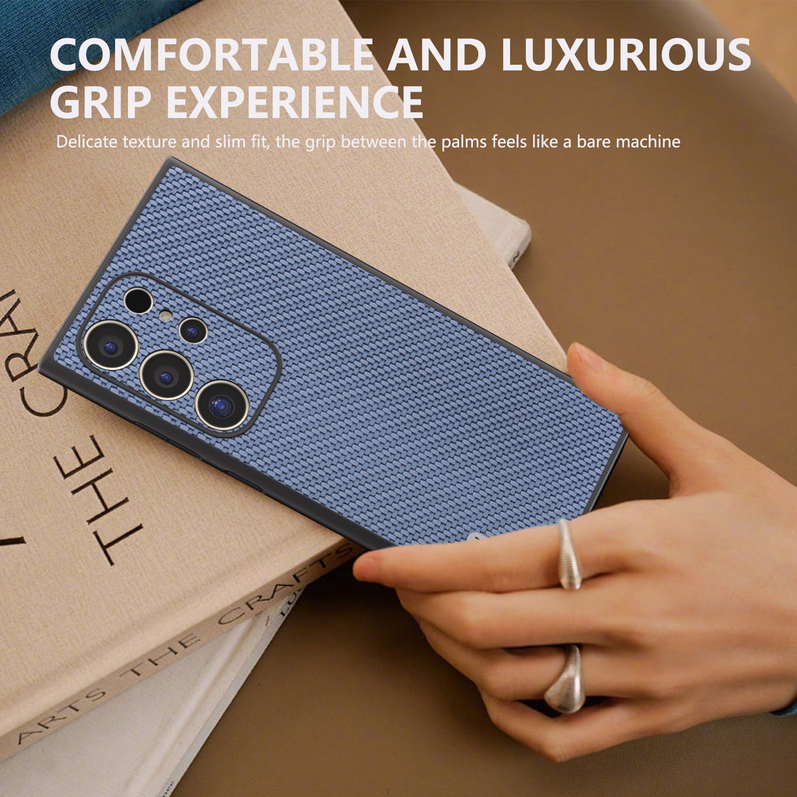 ABEEL For Samsung Galaxy S24 Ultra Case Carbon Fiber Texture PU Leather+PC+TPU Cell Phone Cover