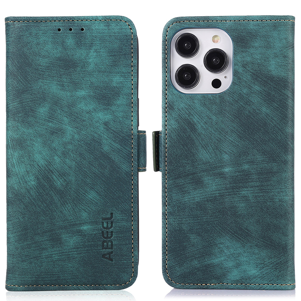 ABEEL For iPhone 13 Pro Phone Case Retro Texture PU Leather Wallet Phone Protective Cover