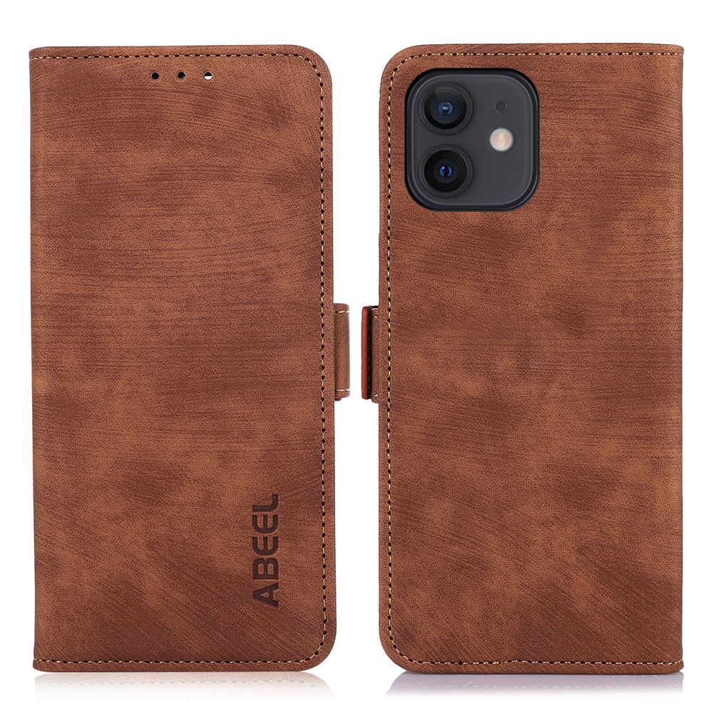 ABEEL For iPhone 12 / 12 Pro Phone Case Retro PU Leather Wallet Phone Protective Cover
