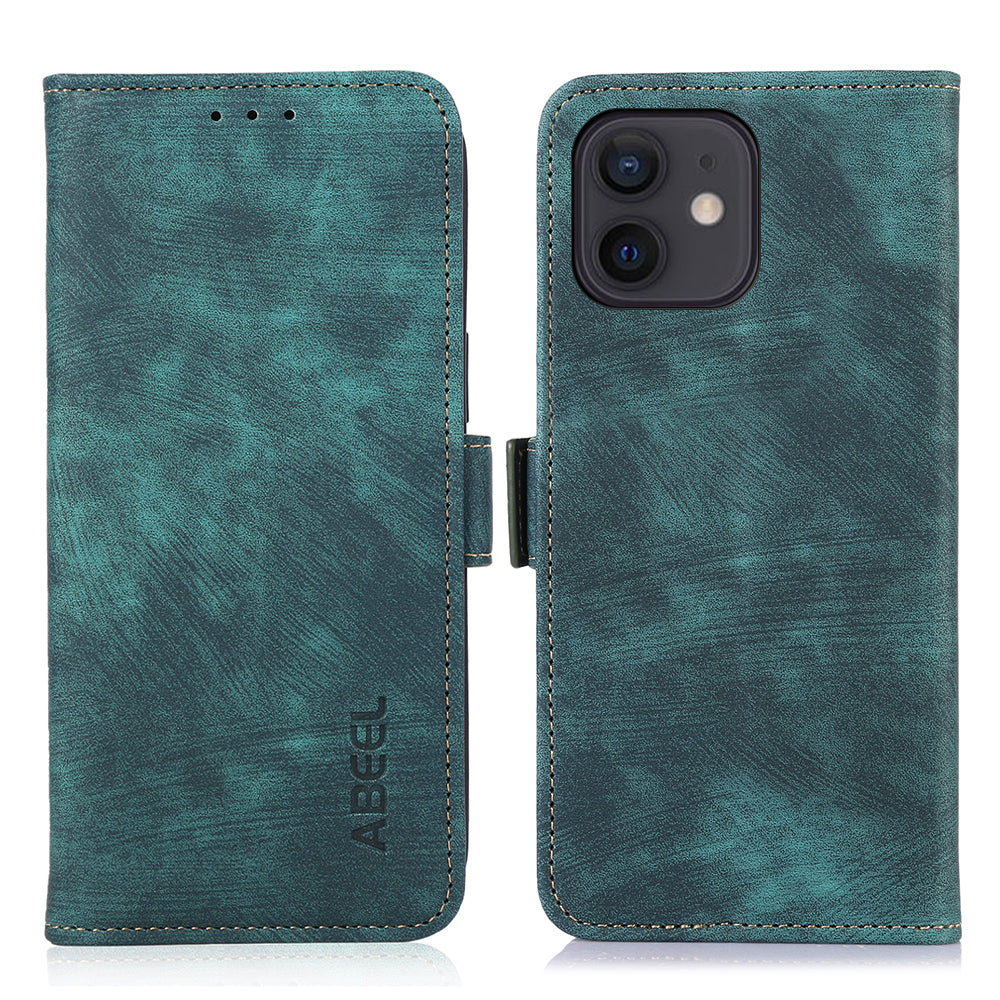 ABEEL For iPhone 12 / 12 Pro Phone Case Retro PU Leather Wallet Phone Protective Cover