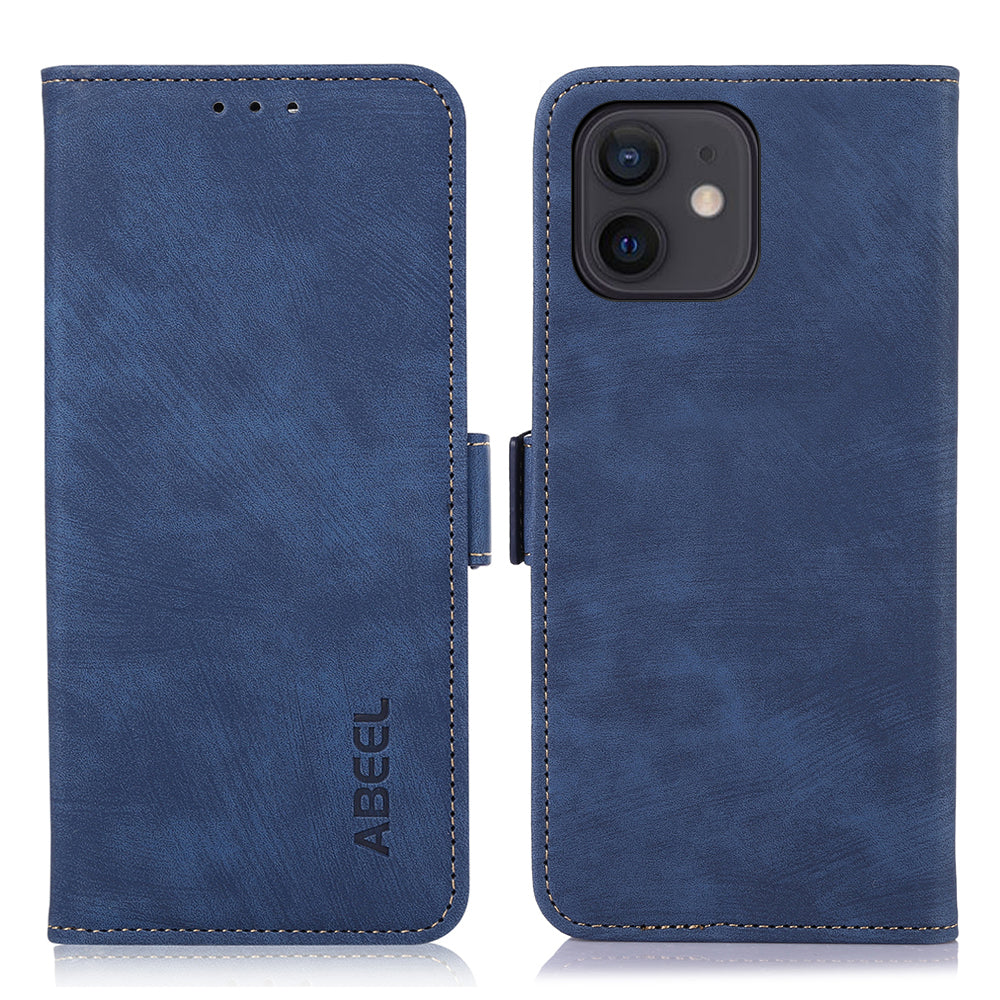 ABEEL For iPhone 12 / 12 Pro Phone Case Retro PU Leather Wallet Phone Protective Cover