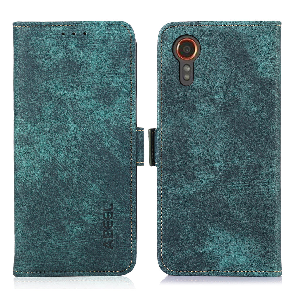 ABEEL For Samsung Galaxy Xcover 5 Phone Stand Case Retro PU Leather Protective Cover