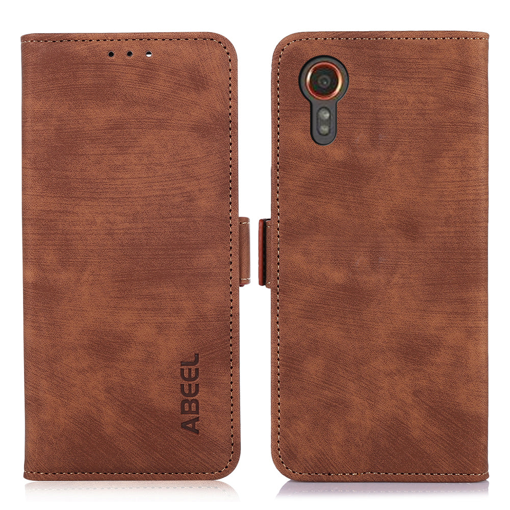 ABEEL For Samsung Galaxy Xcover 5 Phone Stand Case Retro PU Leather Protective Cover