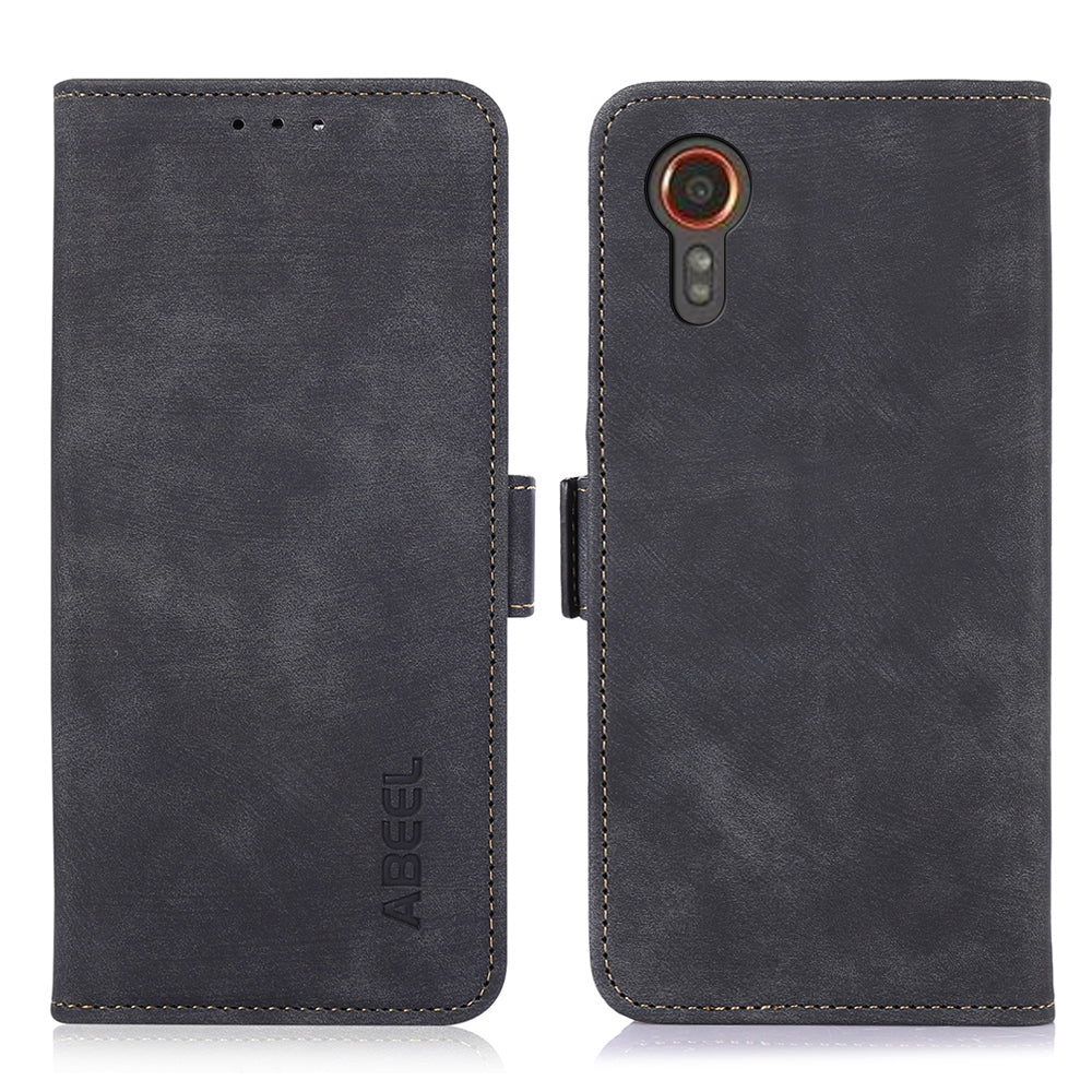 ABEEL For Samsung Galaxy Xcover 5 Phone Stand Case Retro PU Leather Protective Cover