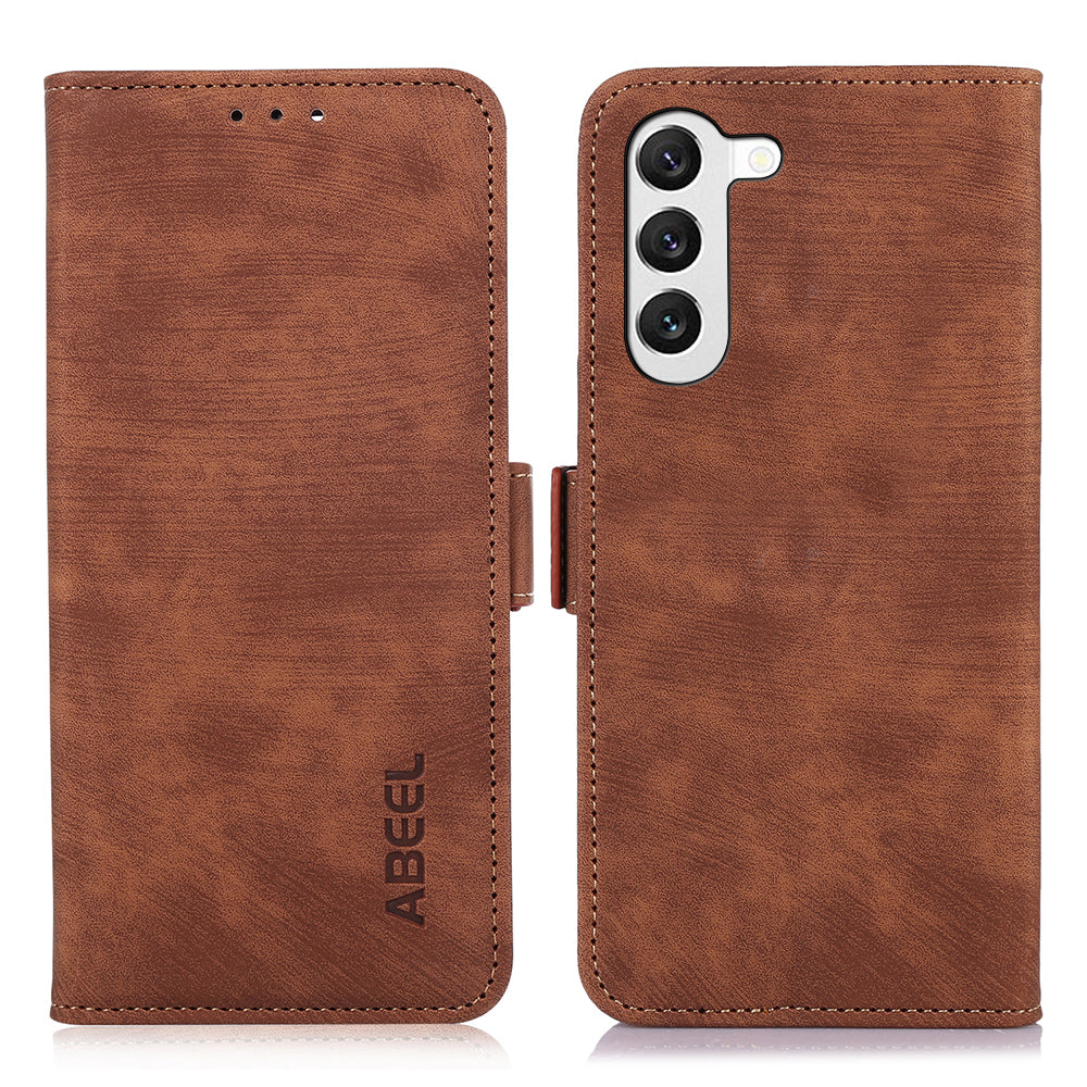 ABEEL For Samsung Galaxy S22+ 5G Retro Texture Phone Case PU Leather Wallet Mobile Phone Cover