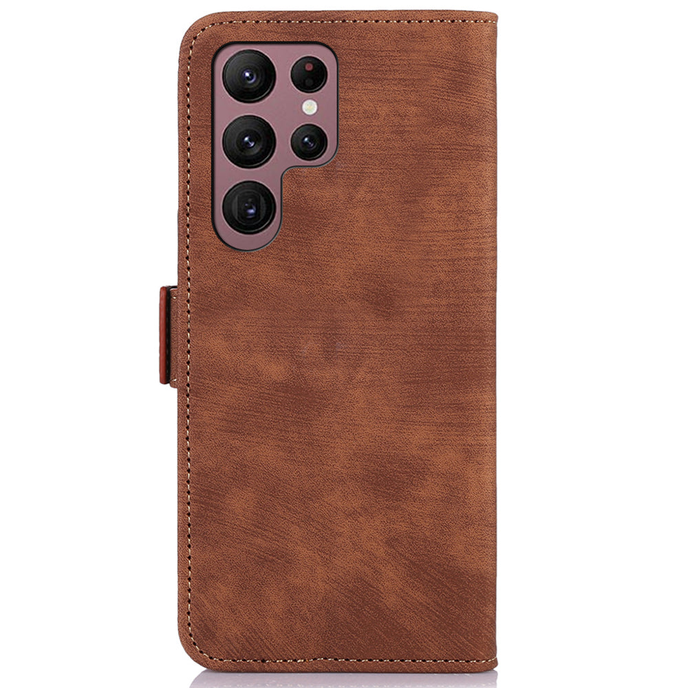 ABEEL For Samsung Galaxy S21 Ultra 5G Retro Phone Stand Case PU Leather Protective Cover