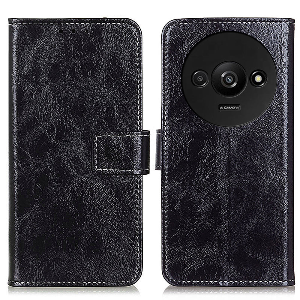 For Xiaomi Redmi A3 / Poco C61 4G PU Leather Case Cell Phone Back Cover Retro Phone Shell