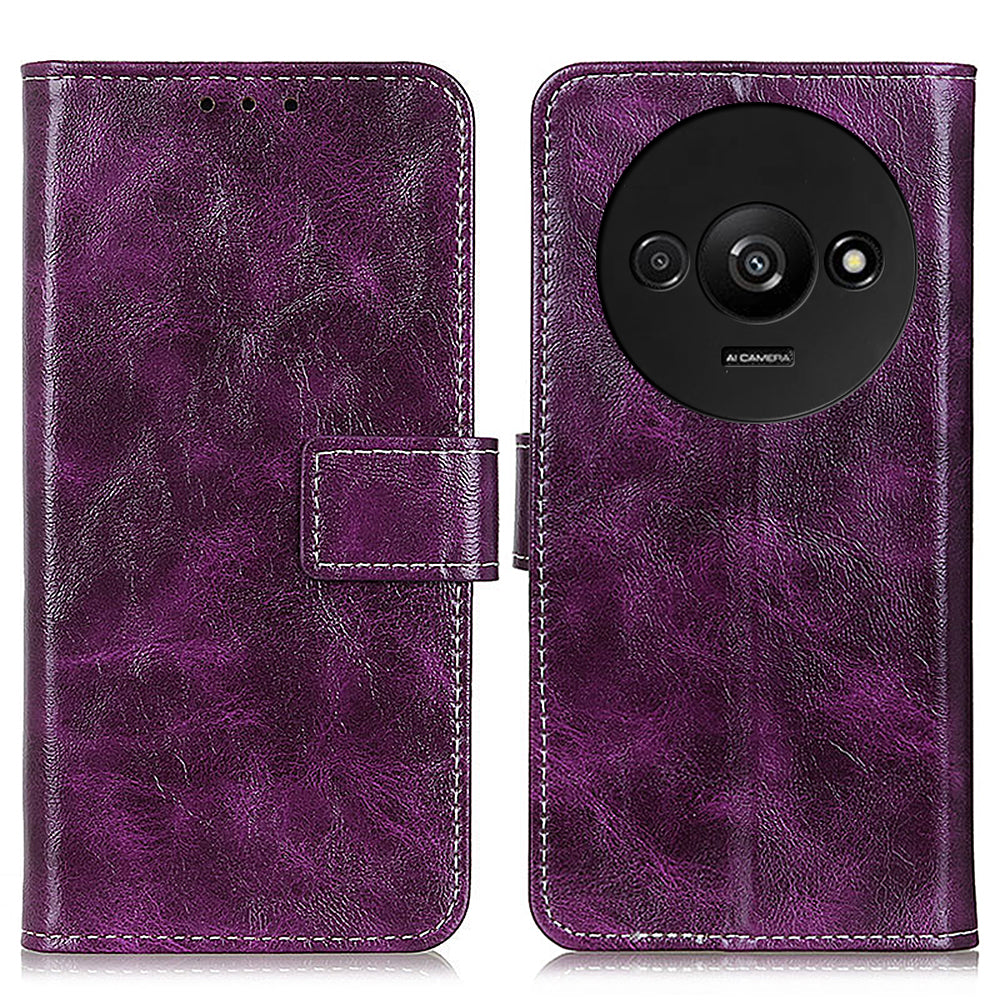 For Xiaomi Redmi A3 / Poco C61 4G PU Leather Case Cell Phone Back Cover Retro Phone Shell