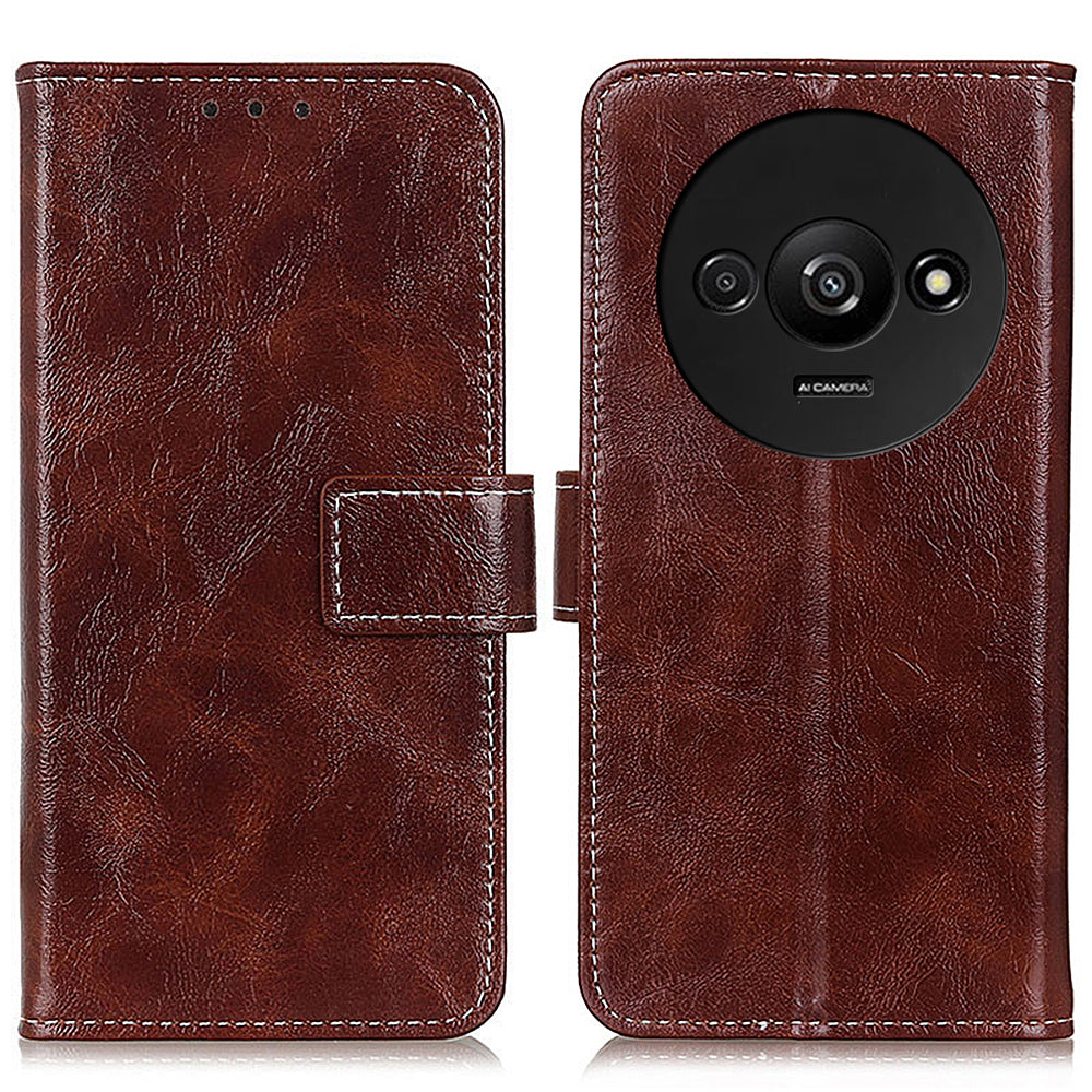 For Xiaomi Redmi A3 / Poco C61 4G PU Leather Case Cell Phone Back Cover Retro Phone Shell
