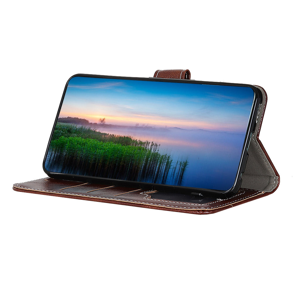 For Motorola Moto G34 5G Drop Resistant Case Retro PU Leather Wallet Stand Phone Cover