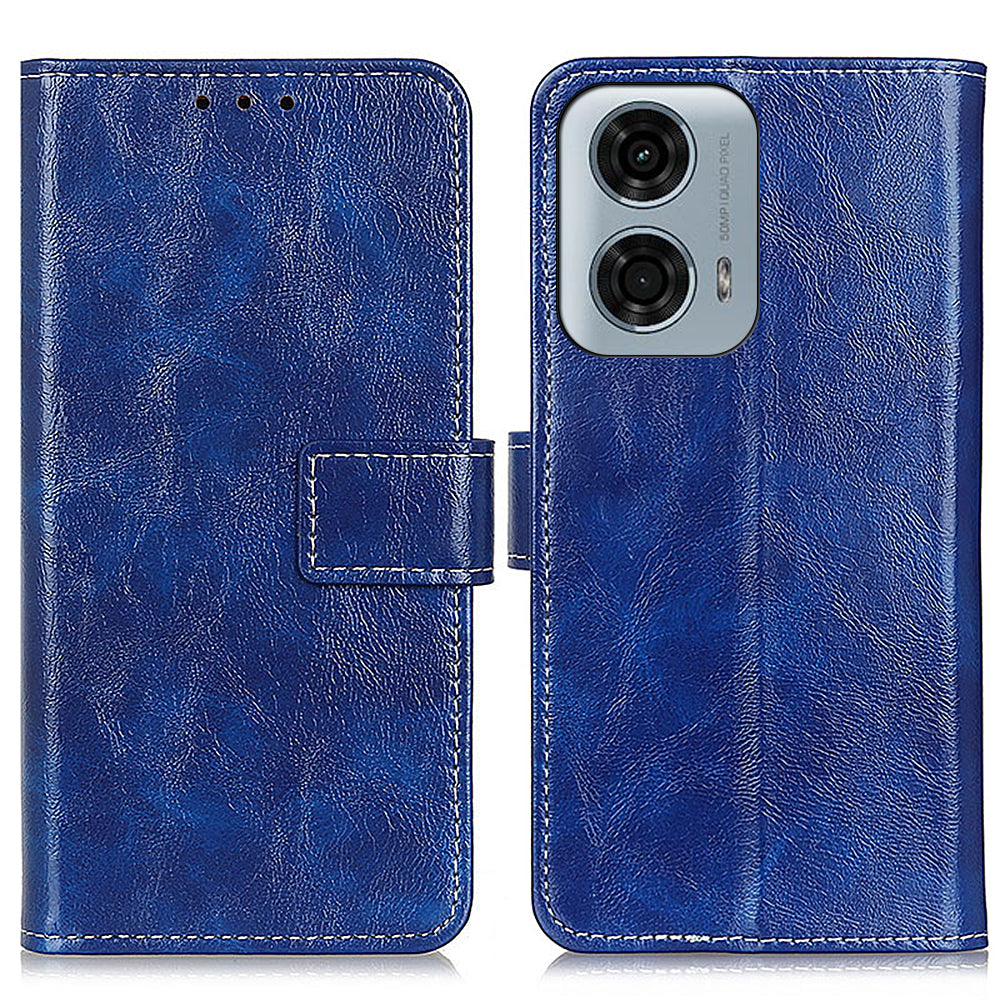 For Motorola Moto G34 5G Drop Resistant Case Retro PU Leather Wallet Stand Phone Cover