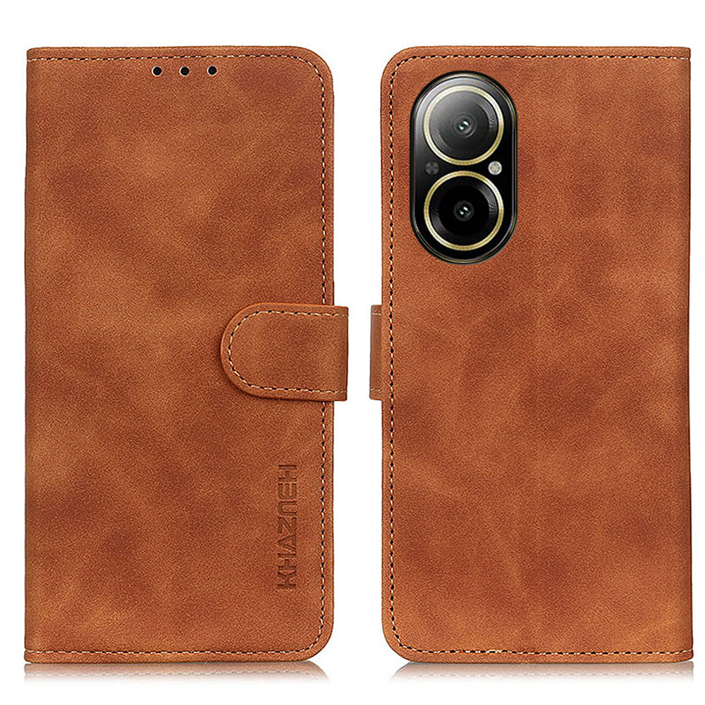 KHAZNEH For Realme C67 4G Phone Case Retro PU Leather Wallet Fall Protection Cover