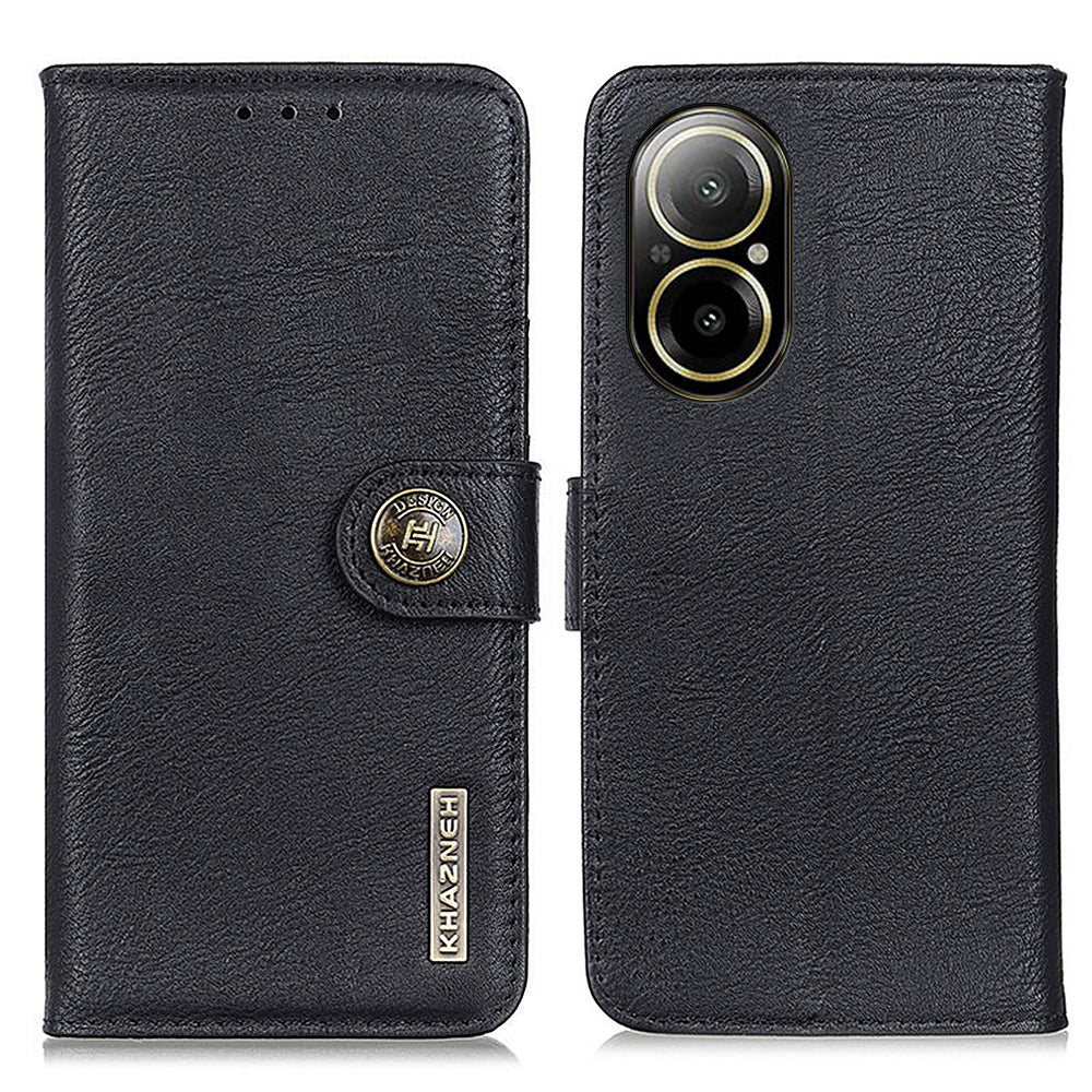 KHAZNEH For Realme C67 4G Phone Case Cowhide Texture Leather Wallet Drop-proof Cover