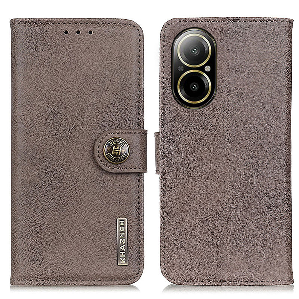 KHAZNEH For Realme C67 4G Phone Case Cowhide Texture Leather Wallet Drop-proof Cover