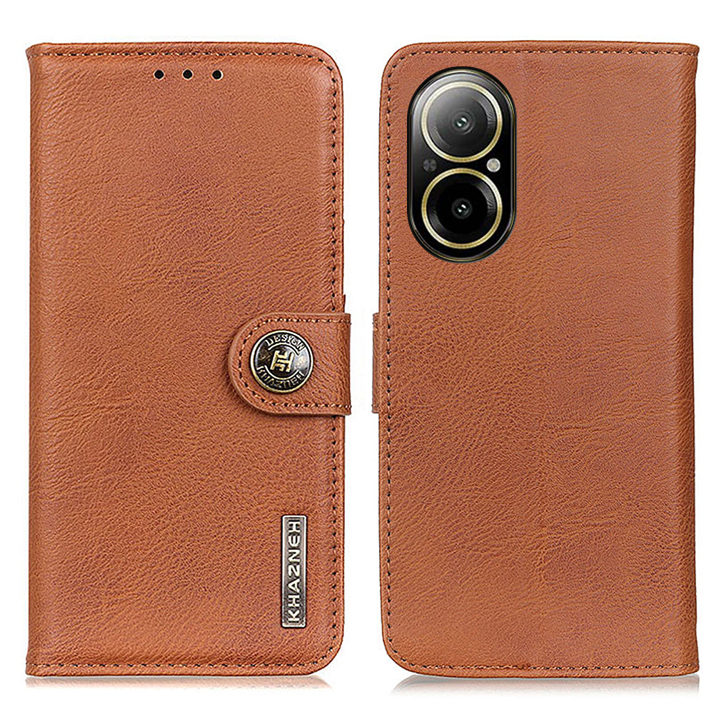 KHAZNEH For Realme C67 4G Phone Case Cowhide Texture Leather Wallet Drop-proof Cover